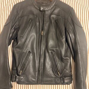 Wilsons Black Leather Riding Zip Up Jacket with Vents